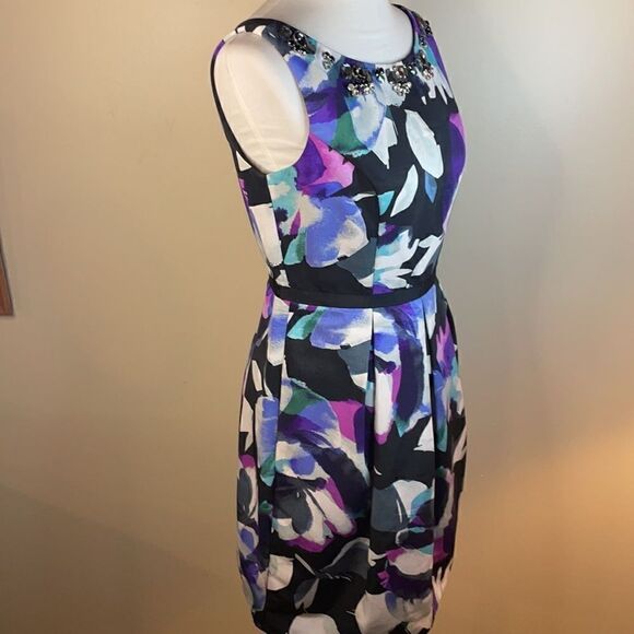 Eliza J Multicolored A-Line Dress with Sequined Neckline (Size: 4) - Picture 7 of 16
